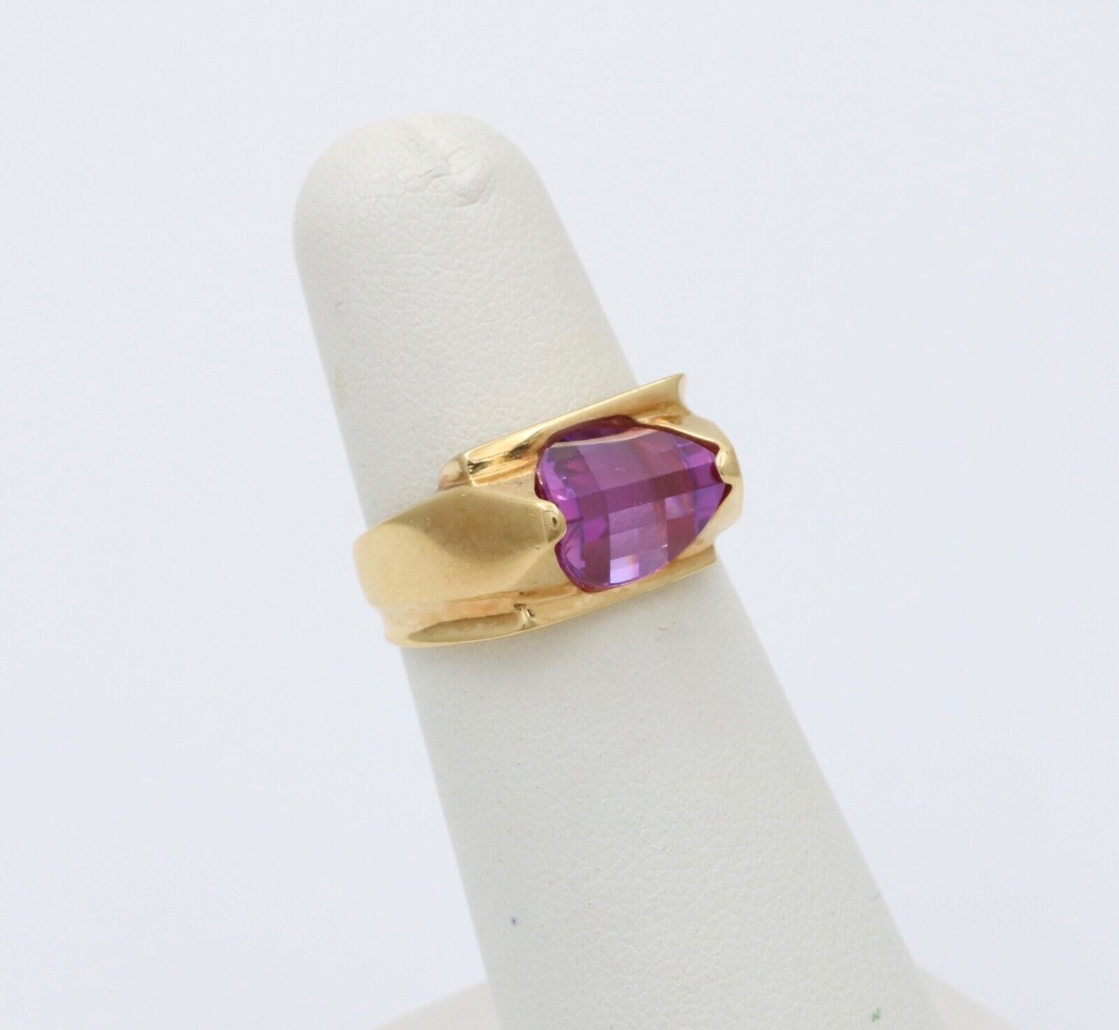 Vintage Geometric Pink Sapphire Ring Band, Estate Ring