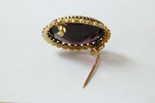 Load image into Gallery viewer, Victorian 18K Yellow Gold Amethyst Seed Pearls Brooch Earrings Set
