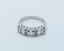 Load image into Gallery viewer, Beautiful Vintage Round Baguette Diamonds 14K White Gold Wedding Band Ring
