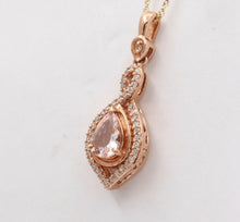 Load image into Gallery viewer, The Beautiful 10K Rose Gold Pear Shape Pink Quartz and Diamond Pendant, Necklace
