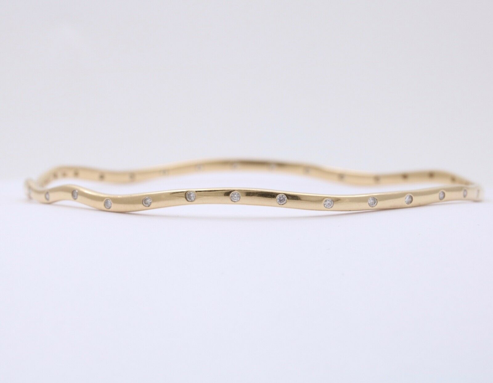 The Classic Sonia B. 14K Yellow Gold Wave Diamond Bangle, Stacking Bracelet