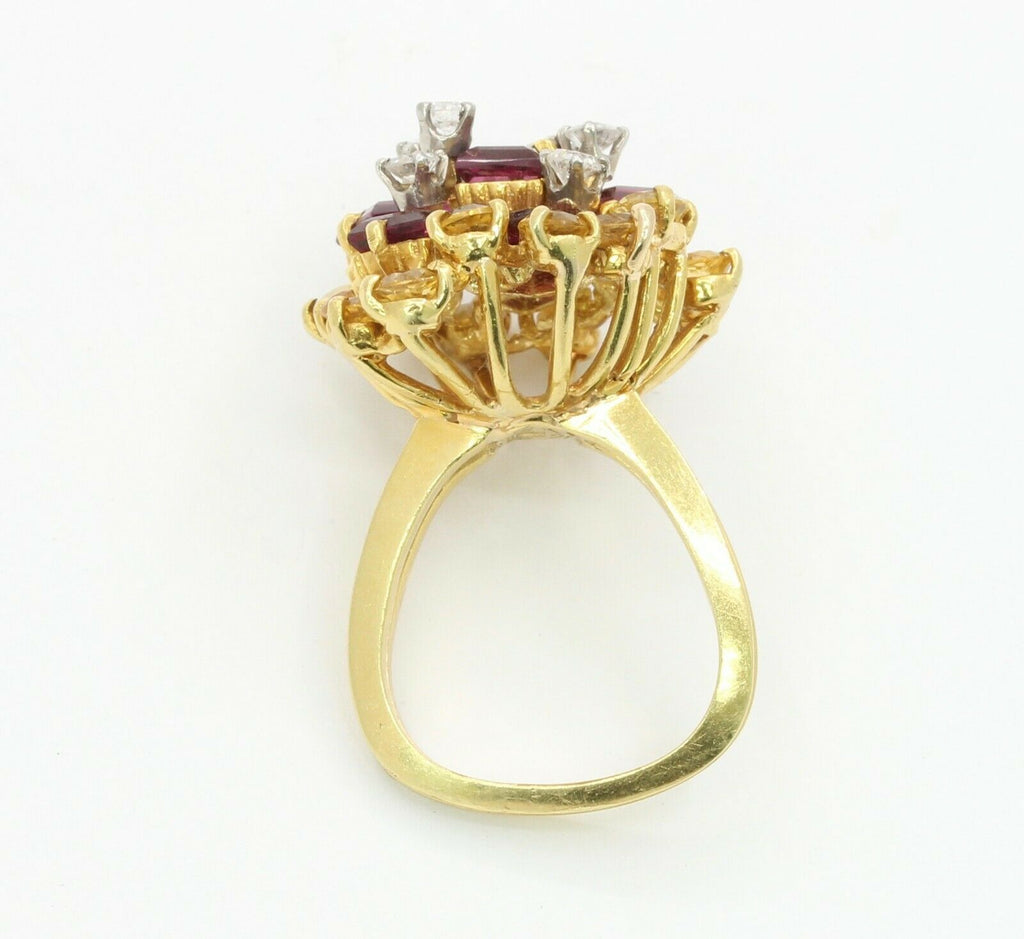 Vintage 18K Yellow Gold La Triomphe Diamond Yellow Sapphire Garnet Cocktail Ring