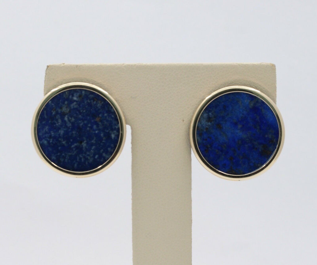 Vintage Ladies Large 14K Lapis Lazuli Earrings