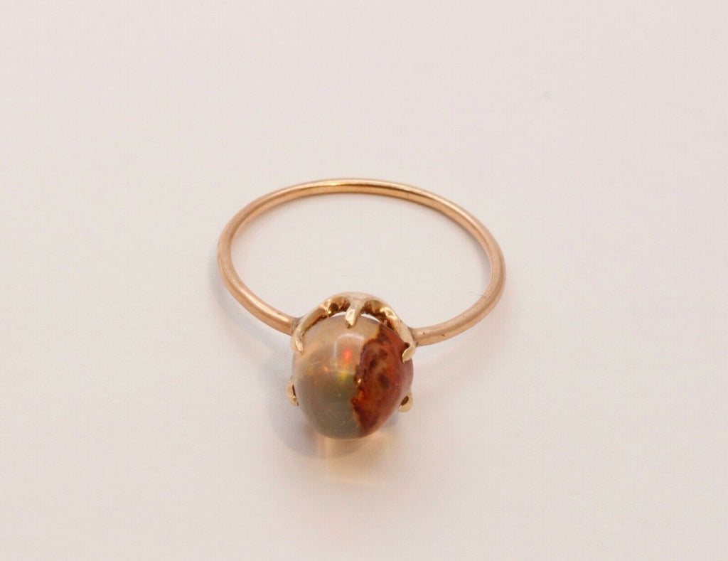 Unique Vintage Banded Agate 14K Yellow Gold Ring