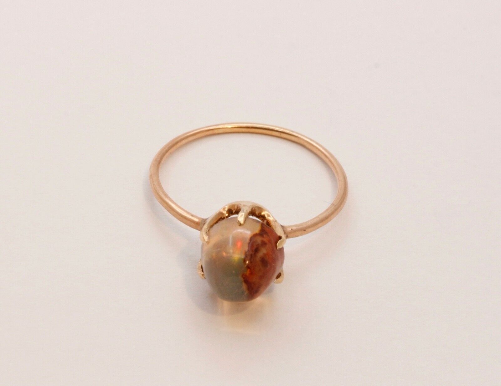 Unique Vintage Banded Agate 14K Yellow Gold Ring