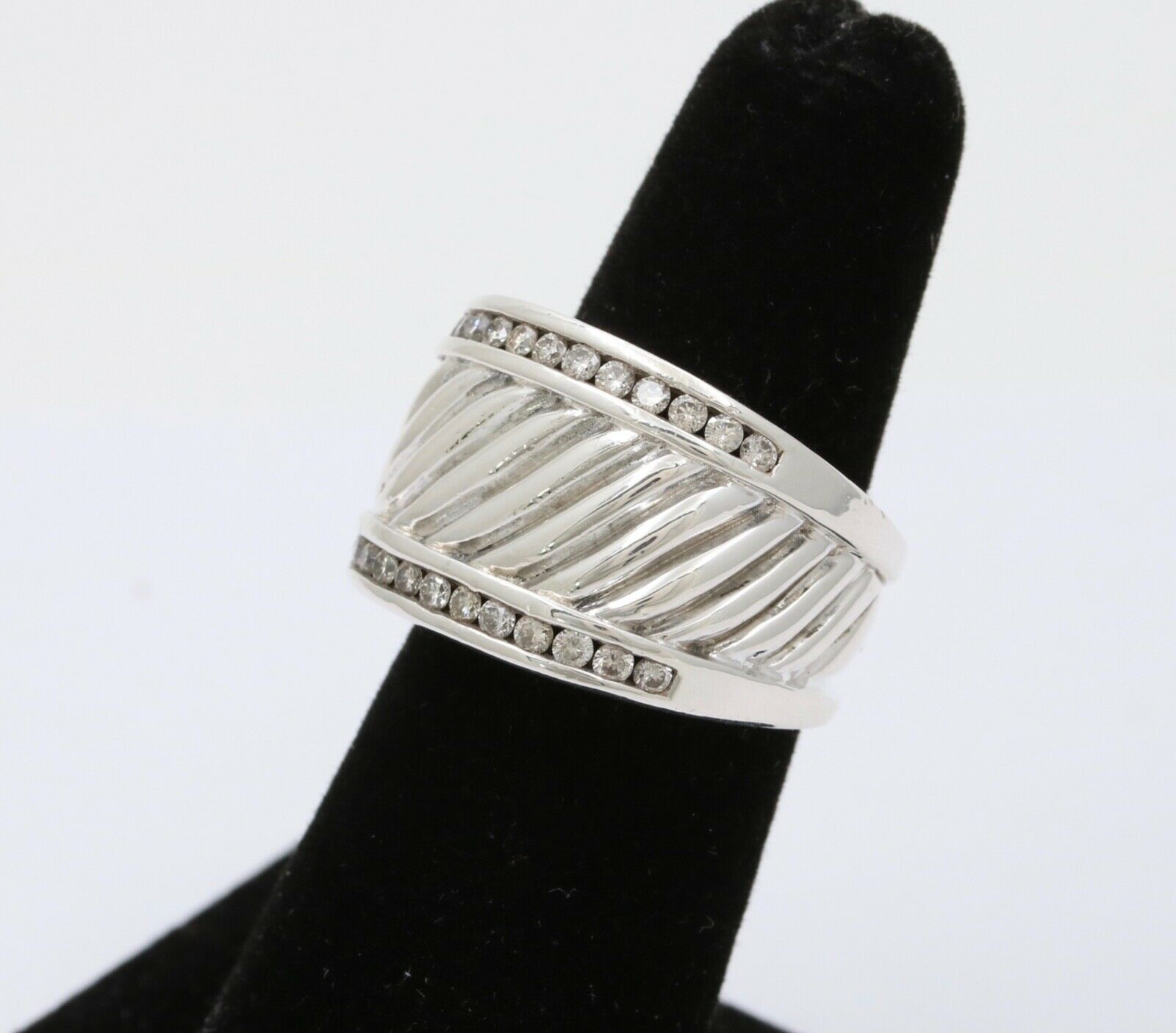 Classic David Yurman Sterling Silver Diamond Ring Band