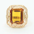 Art Deco 14K Yellow Gold Citrine Statement Ring