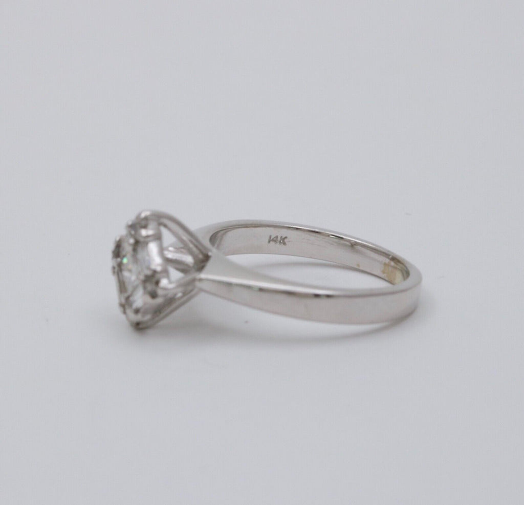 Vintage 14K White Gold Diamond Engagement ring , Anniversary Ring.