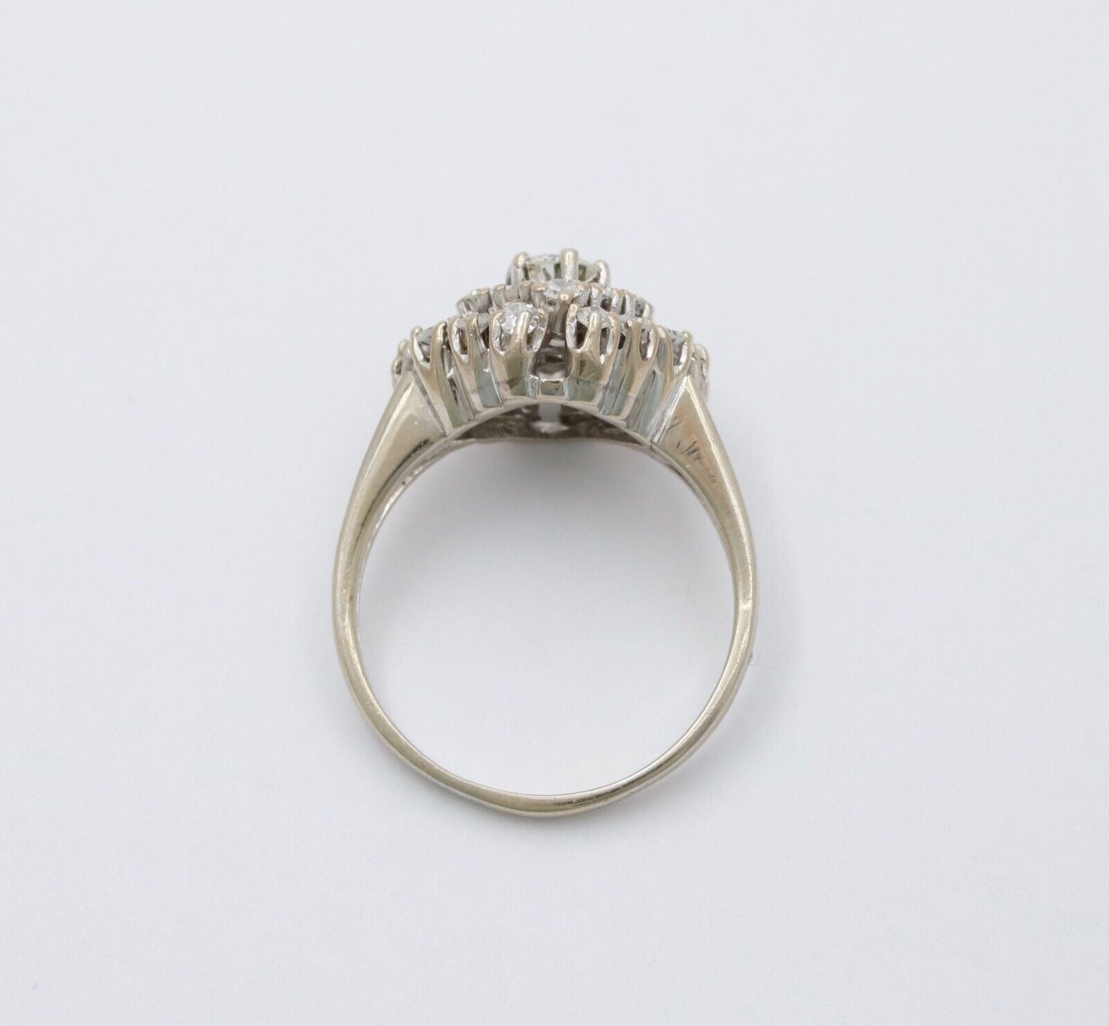 Vintage 14K White Gold Diamond Cluster Ring