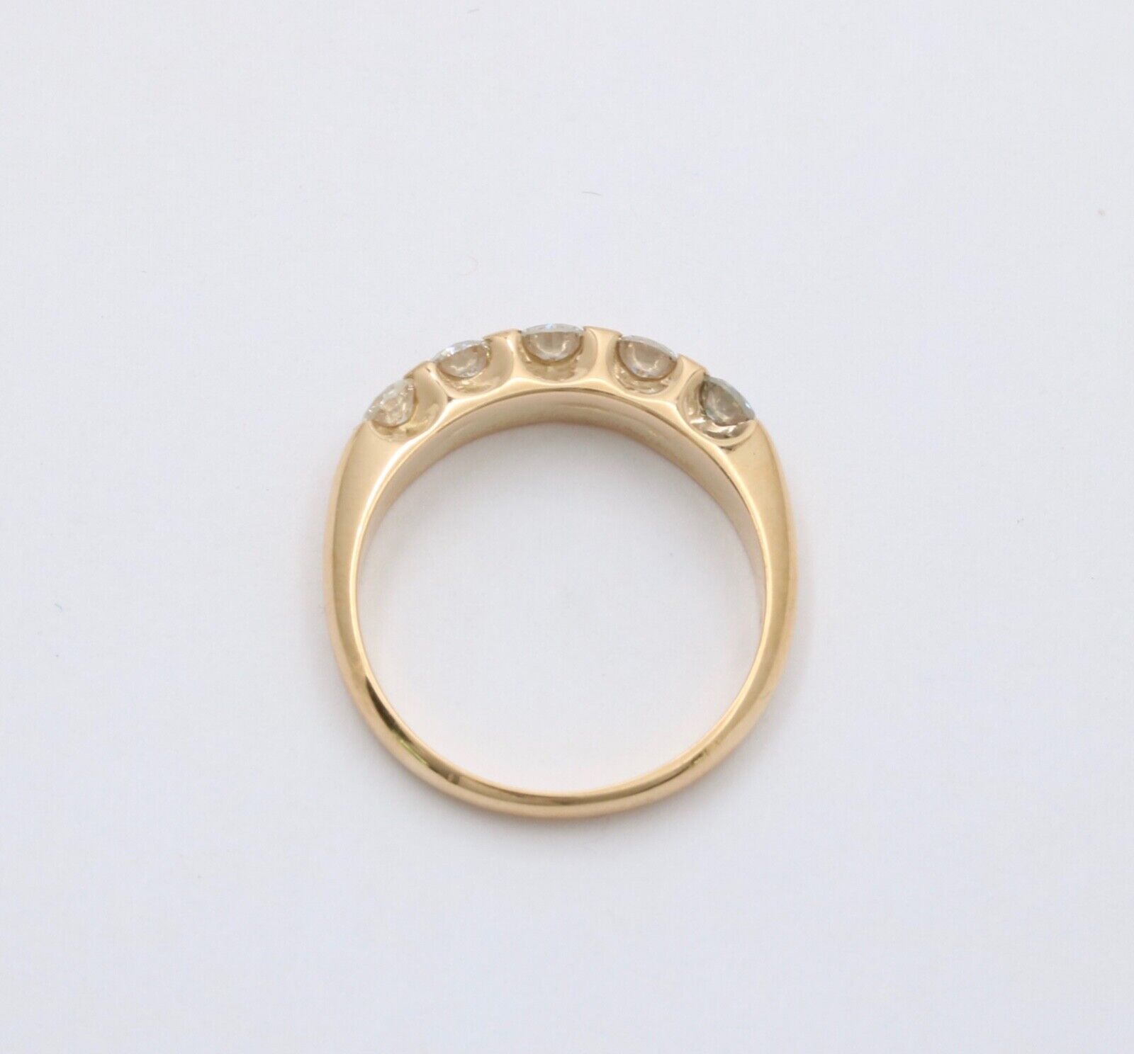 Vintage Five Stone Diamond 18K Gold Ring Band, Wedding Band