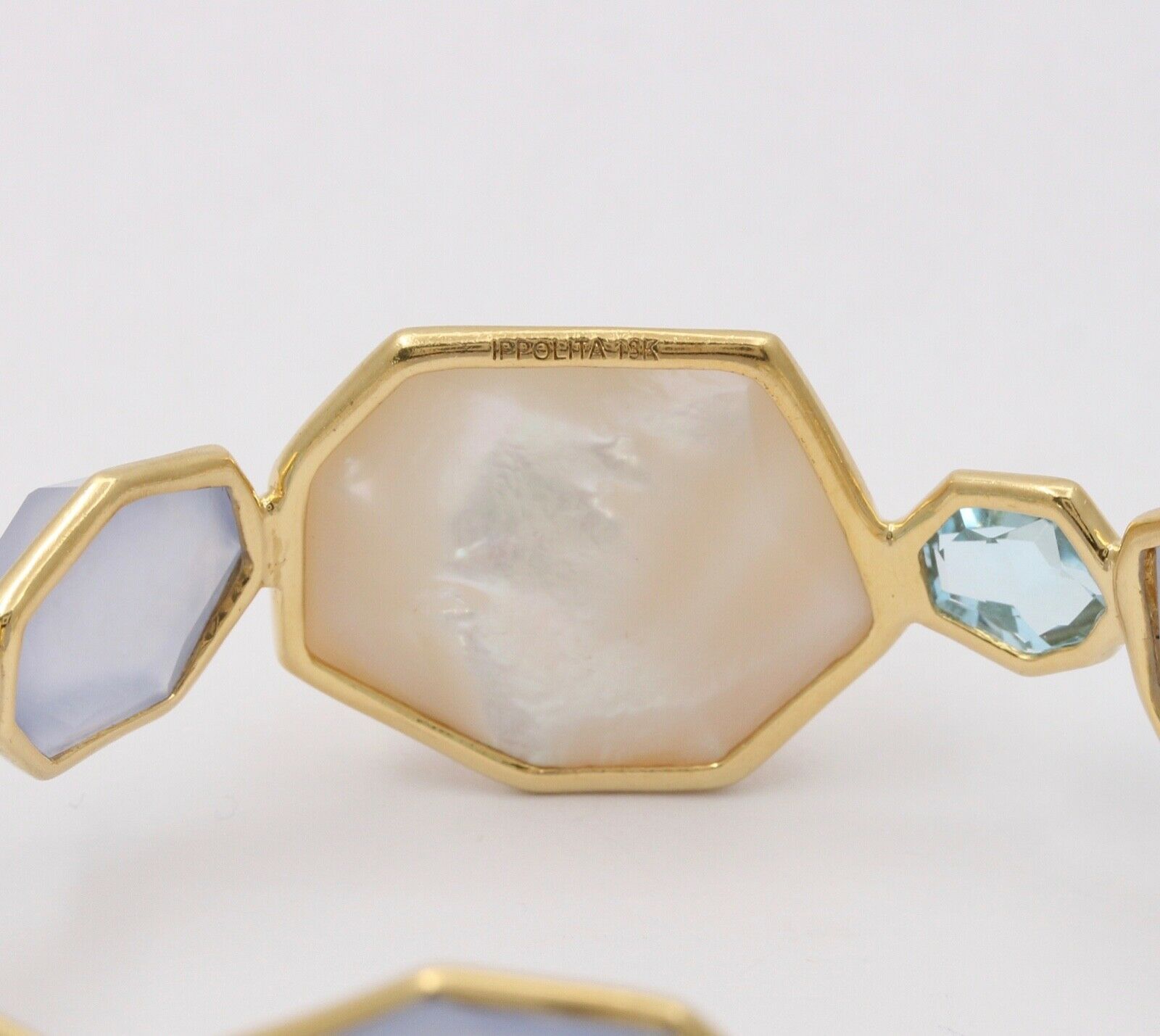 Ippolita 18K Rock Candy Collection Chalcedony, Blue Topaz,Mother of Pearl Bangle