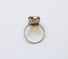 Load image into Gallery viewer, Antique Art Deco Citrine 14K White Gold Filigree Ring, Statement Ring
