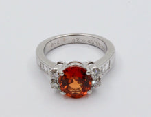 Load image into Gallery viewer, Vintage 18K White Gold Spessartite Garnet Diamond Alternative Engagement Ring
