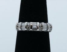 Load image into Gallery viewer, Beautiful Vintage Round Baguette Diamonds 14K White Gold Wedding Band Ring
