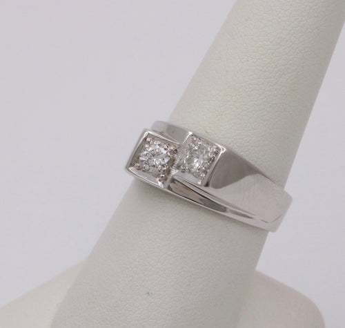 Vintage 14K White Gold Diamond Bypass Ring, Band.