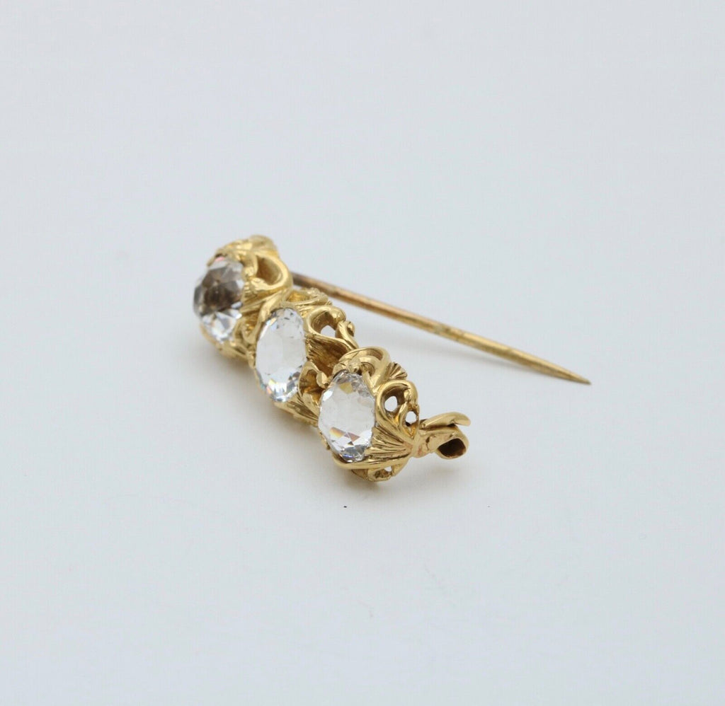 Antique 14K Yellow Gold Three Paste Bar Pin