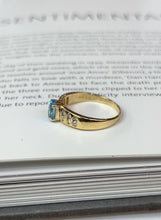 Load image into Gallery viewer, Vintage 14K Yellow Gold Blue Topaz &amp; Diamond Ring, Engagement Ring
