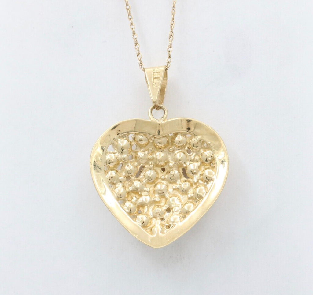 Vintage Heart 14K Yellow Gold Pearls Pendant