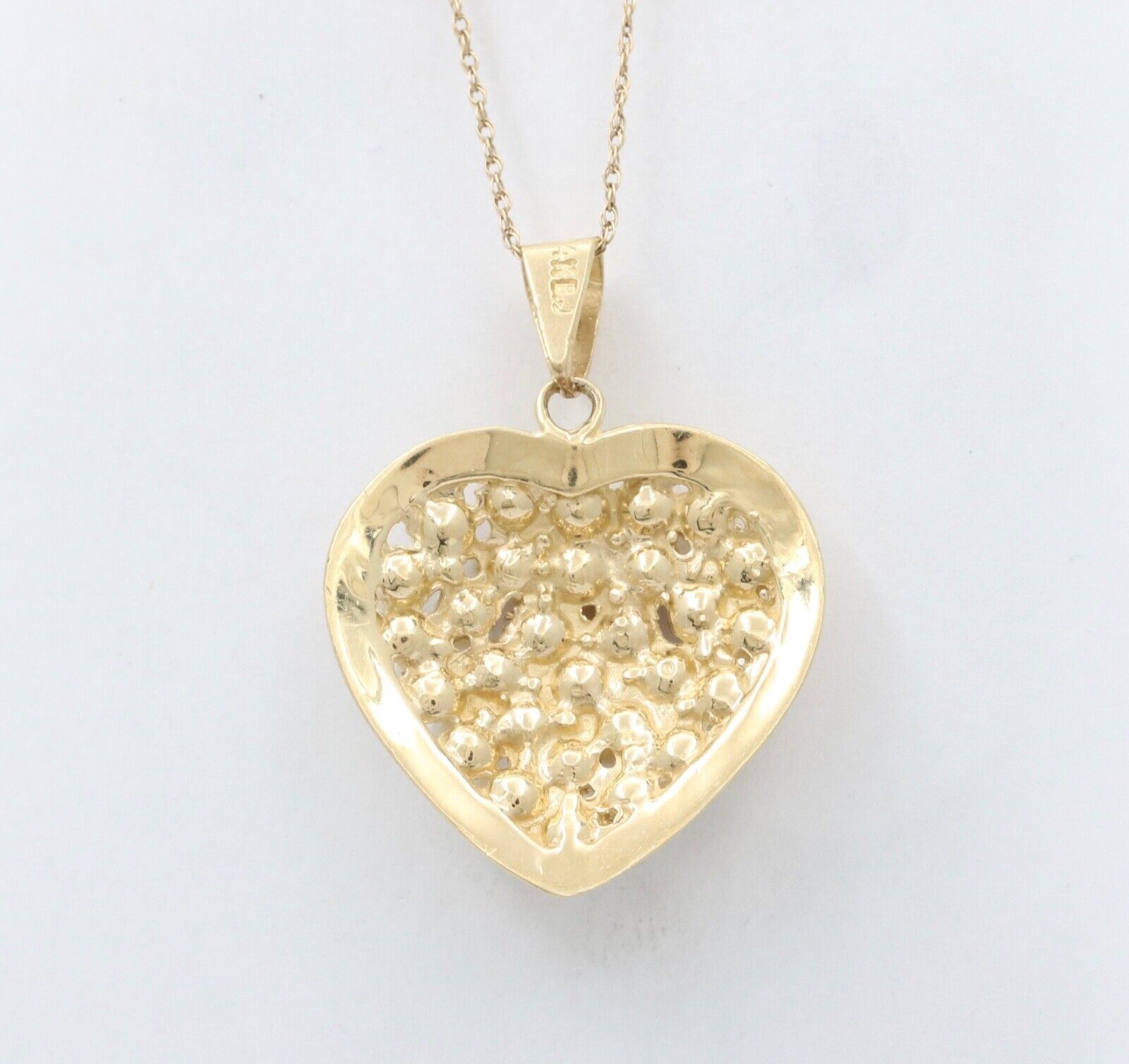 Vintage Heart 14K Yellow Gold Pearls Pendant