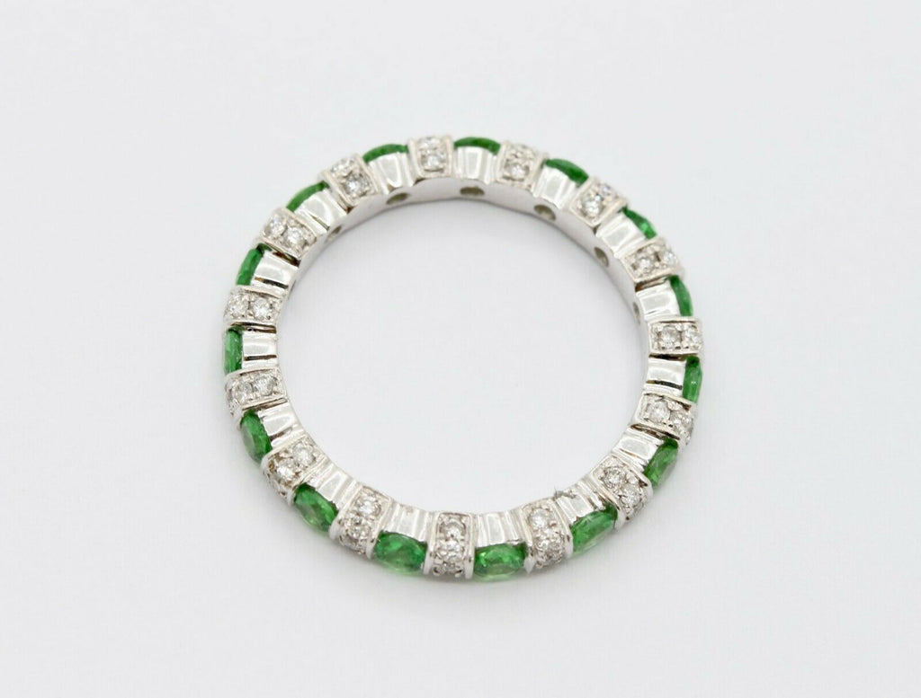 Green Garnet Diamond Eternity Stackable Band
