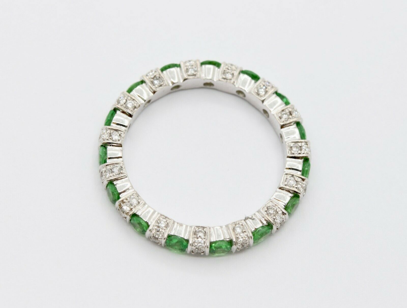 Green Garnet Diamond Eternity Stackable Band