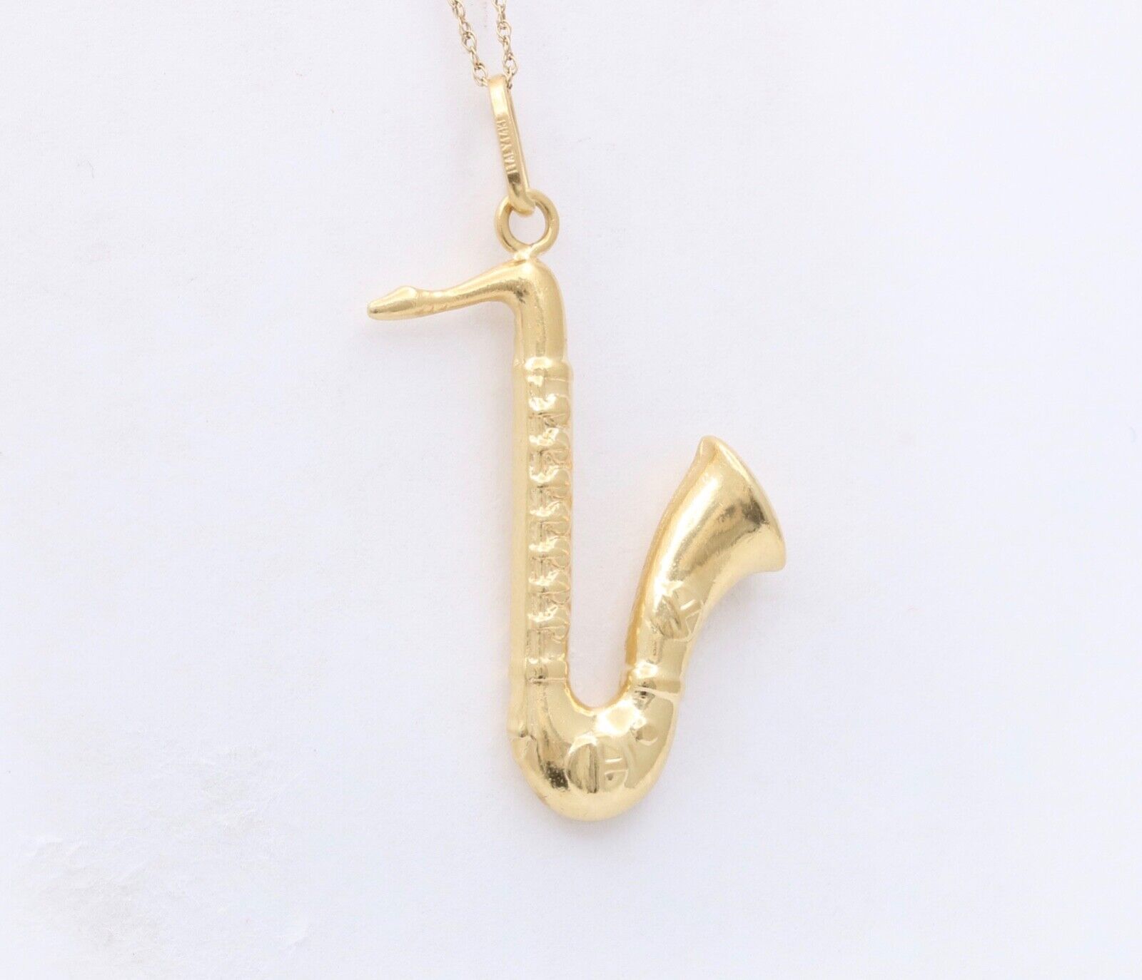 Vintage Alto Saxophone 14K Yellow Gold Pendant, Charm
