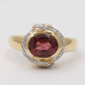 Vintage Tourmaline Diamonds 14K Yellow White Gold Cocktail Ring