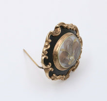 Load image into Gallery viewer, Victorian Memento Mori Hair 10K Enamel Brooch Pendant
