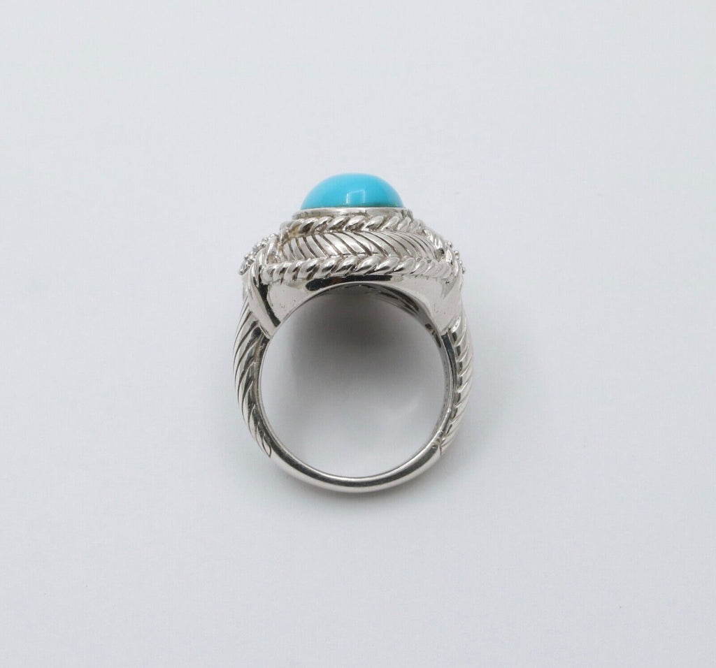 Judith Ripka Turquoise Colored Stone and Diamond 925 Silver Ring
