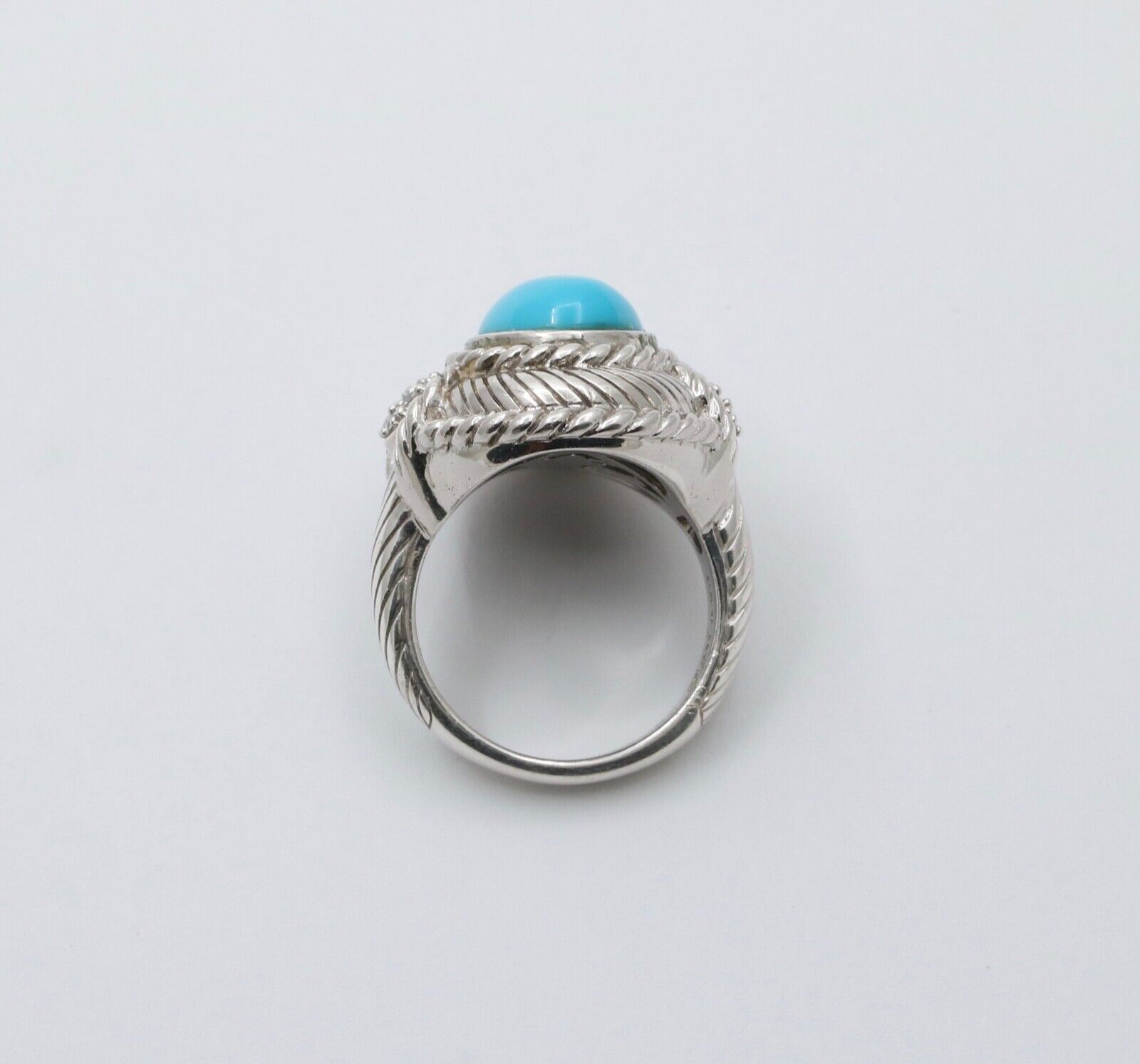 Judith Ripka Turquoise Colored Stone and Diamond 925 Silver Ring