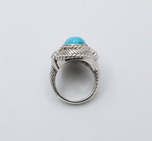 Load image into Gallery viewer, Judith Ripka Turquoise Color Center CZ&#39;s 925 Silver Ring
