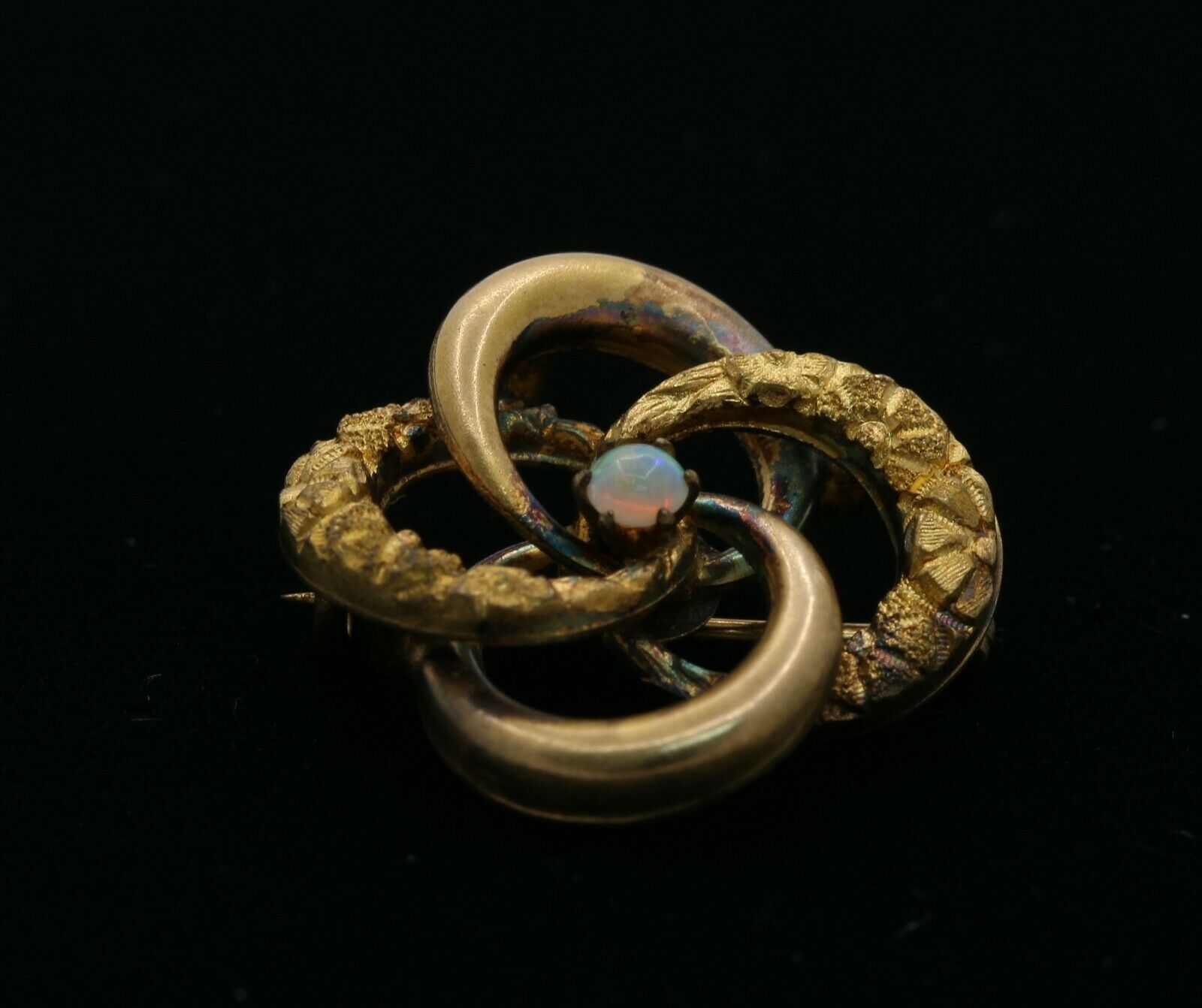 Victorian Vermeil Interlocking Circle Opal Brooch