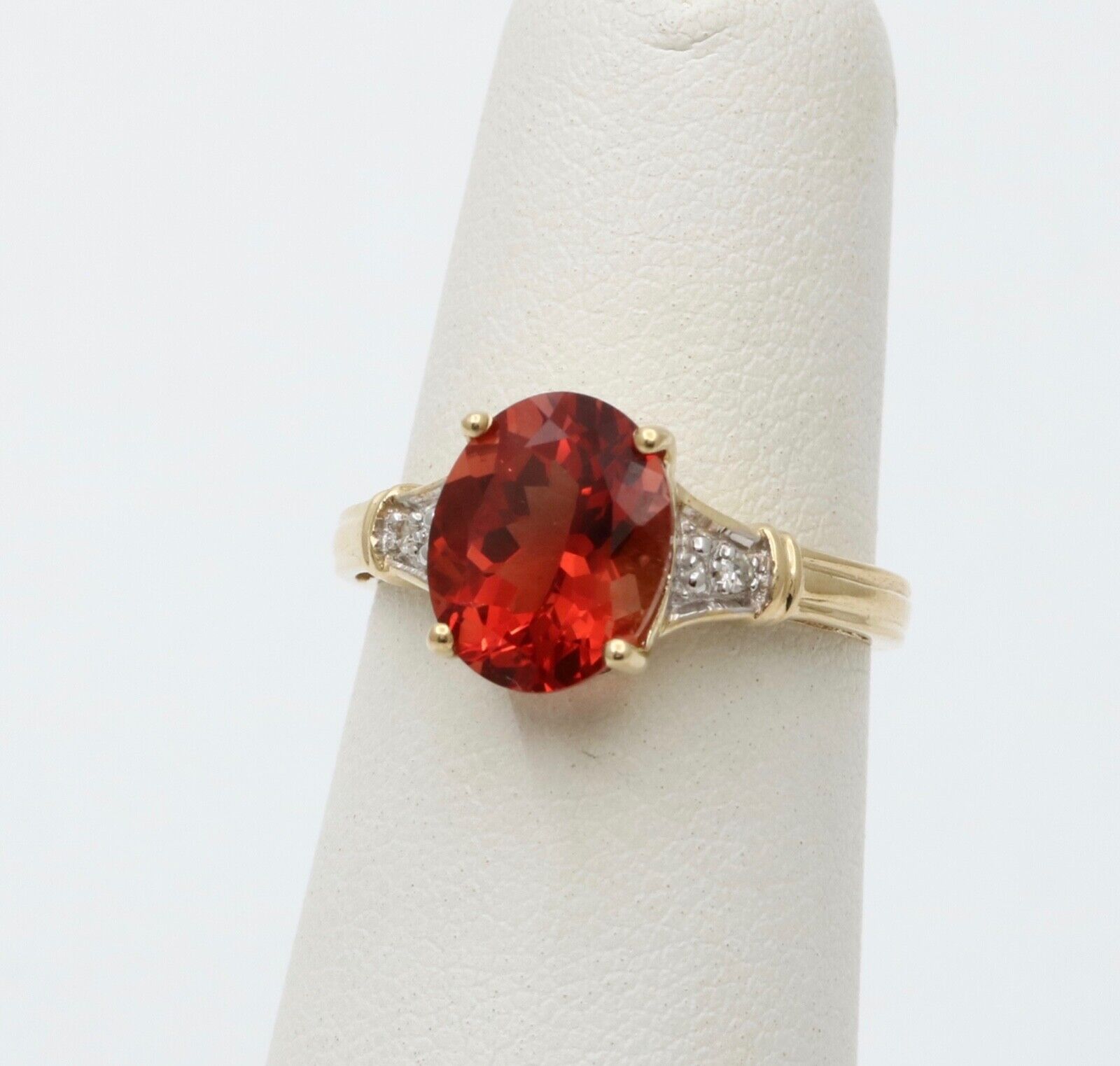 Vintage 14K Gold Andesine And Diamond Engagement Ring .
