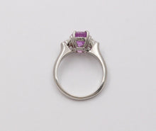 Load image into Gallery viewer, Classic Pink Sapphire and Half Moon Diamond 14K White Gold Ring, Engagement Ring
