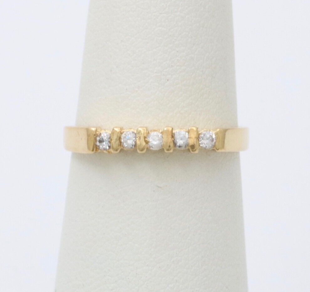 Vintage 18K Yellow Gold Diamond Band, Wedding Band.