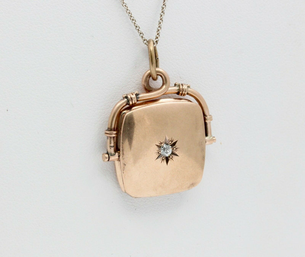 Victorian 14K Yellow Gold Purse Diamond Opening Pendant