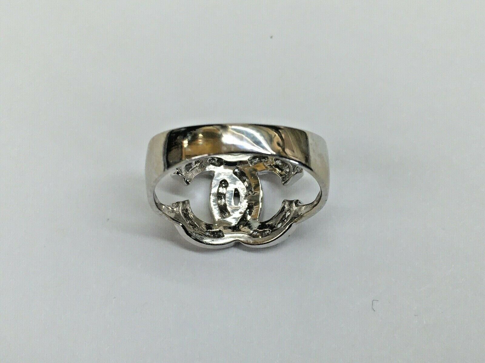 Vintage Ladies Chanel 14K White Gold Diamonds Ring