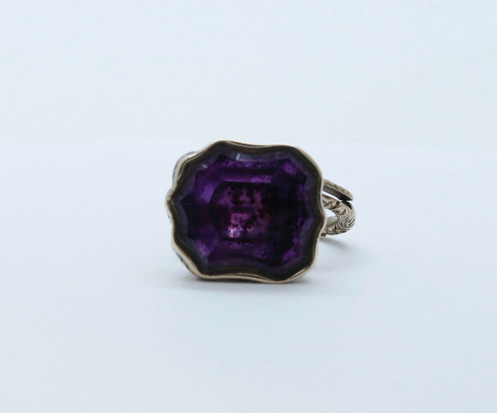 Victorian Amethyst 10K Yellow Gold FOB Charm Pendant