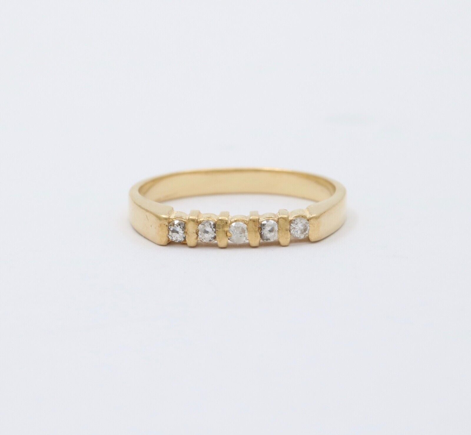 Vintage 18K Yellow Gold Diamond Band, Wedding Band.