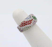 Load image into Gallery viewer, Vintage Valente MultiStone Wave 18K White Gold Ring
