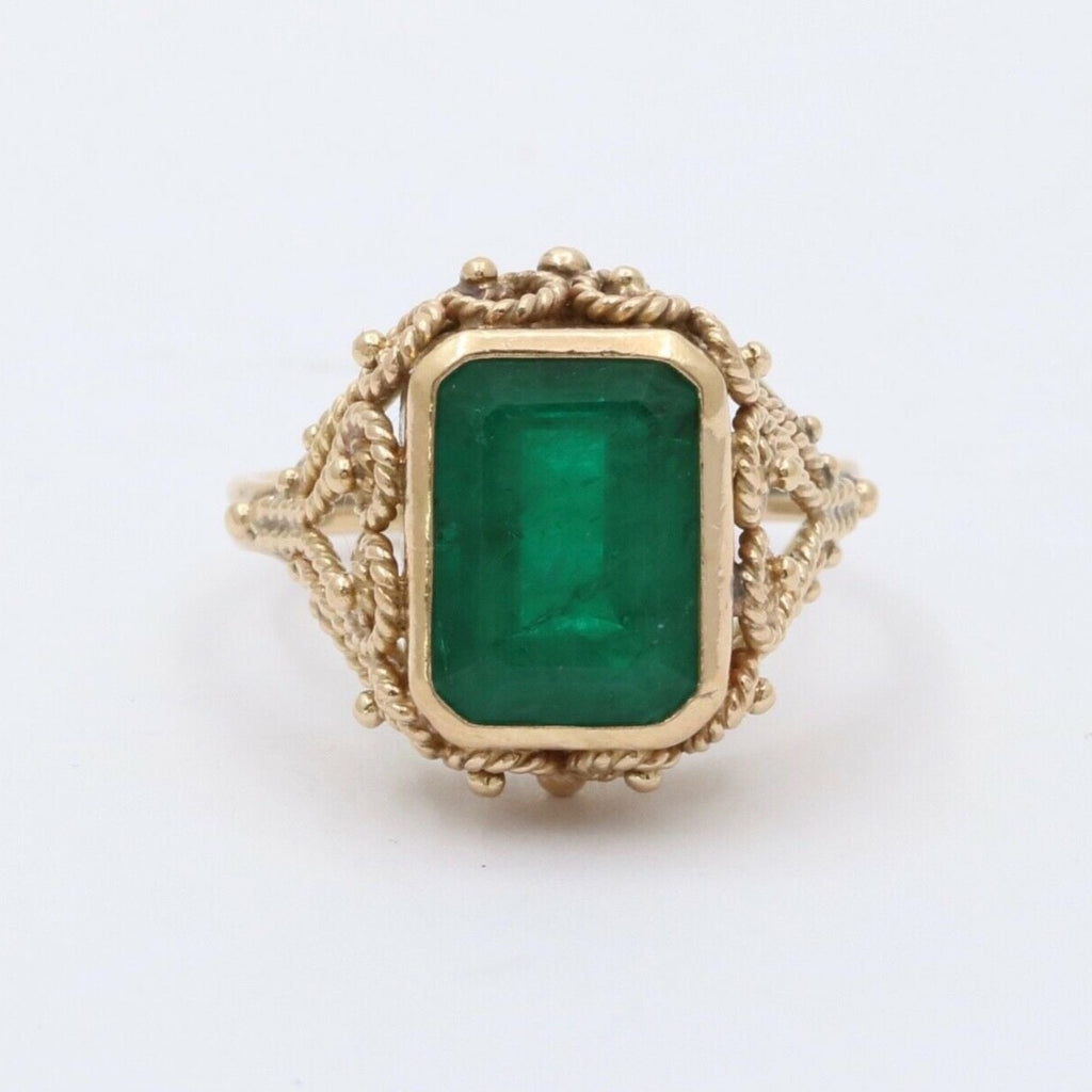 Vintage Emerald 14K Yellow Gold Ring