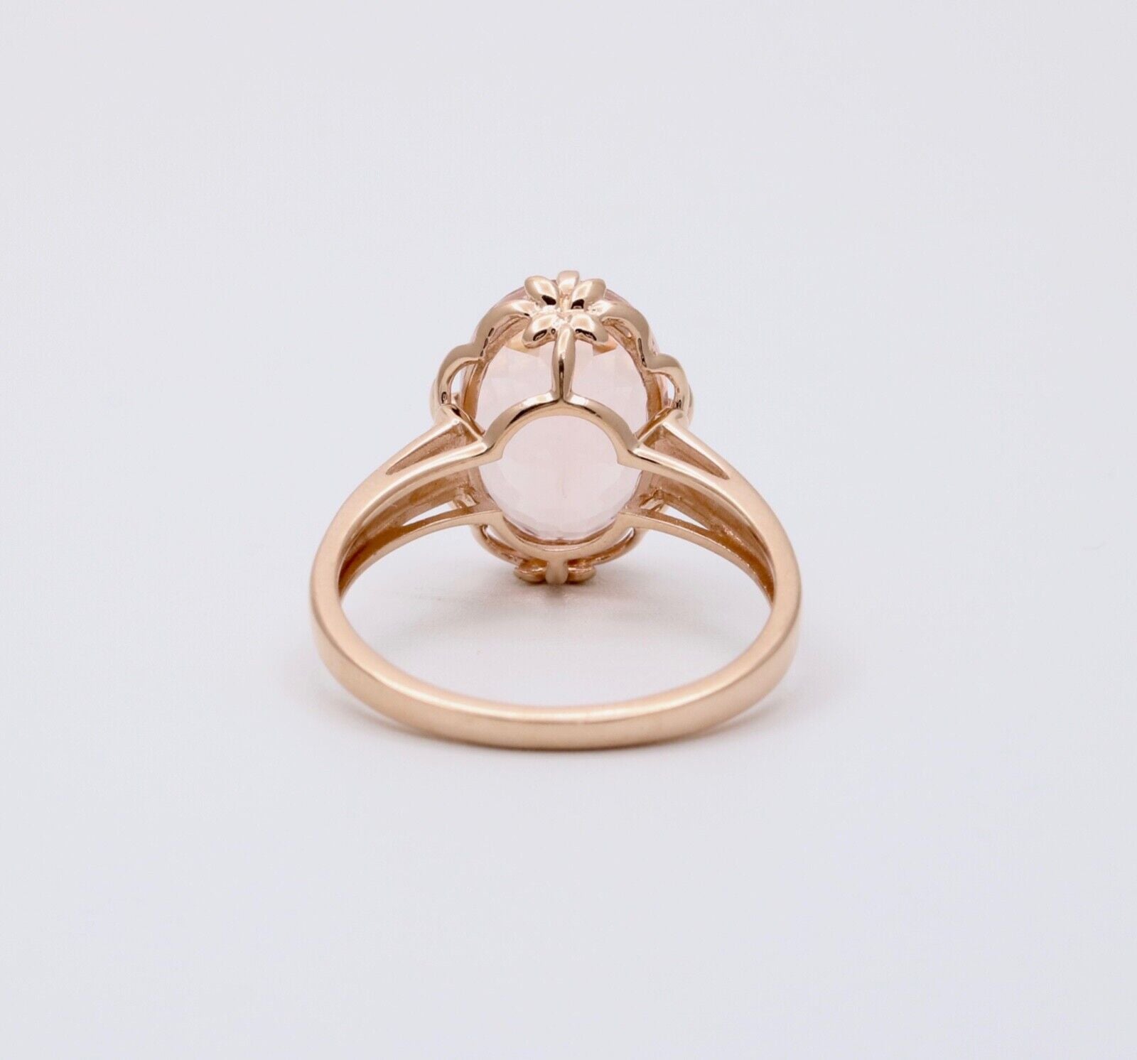 Sweet 14K Rose Gold Peach Morganite Solitaire Ring, Cocktail Ring
