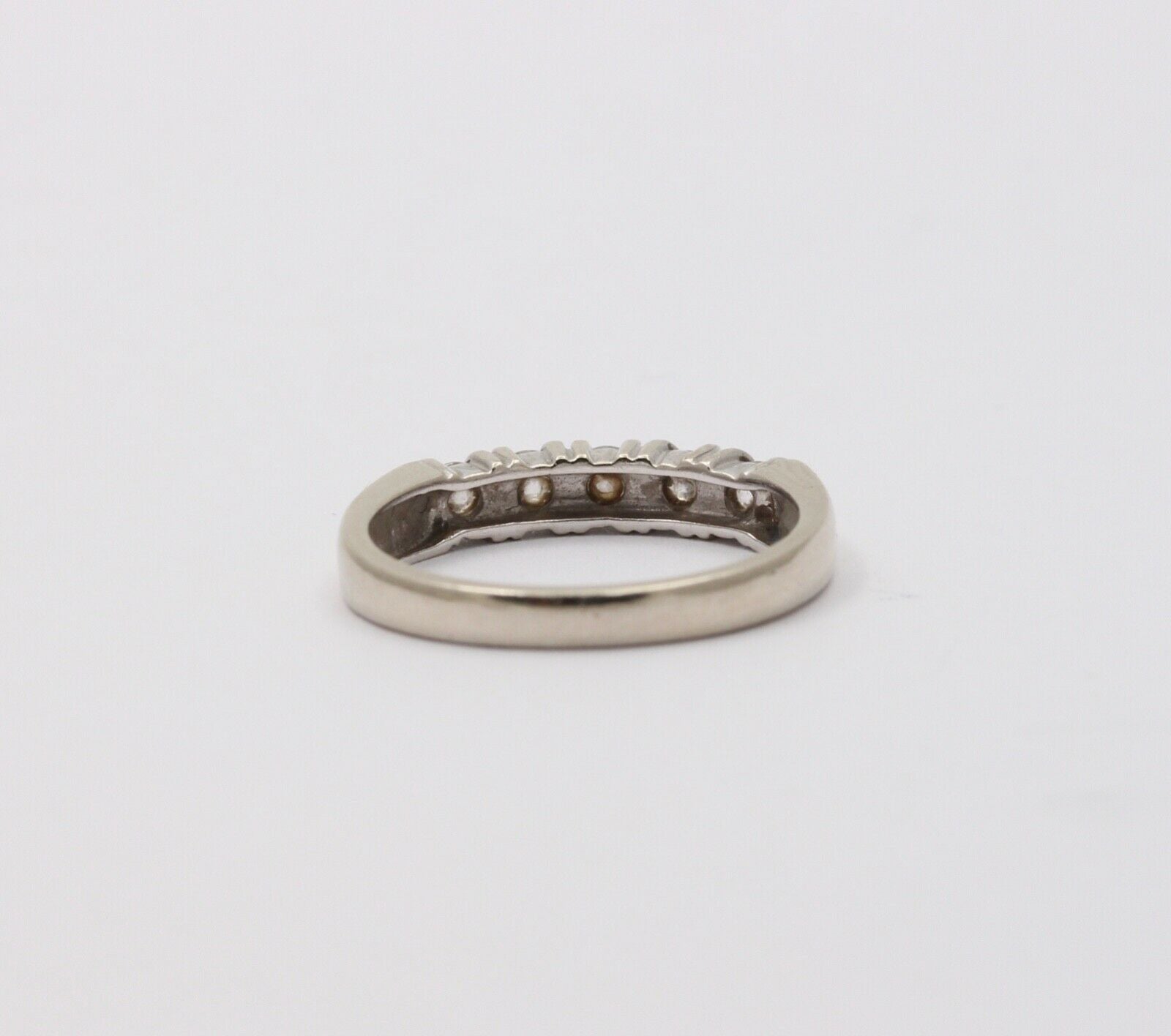Vintage Diamonds 14k White Gold Wedding Stacking Band