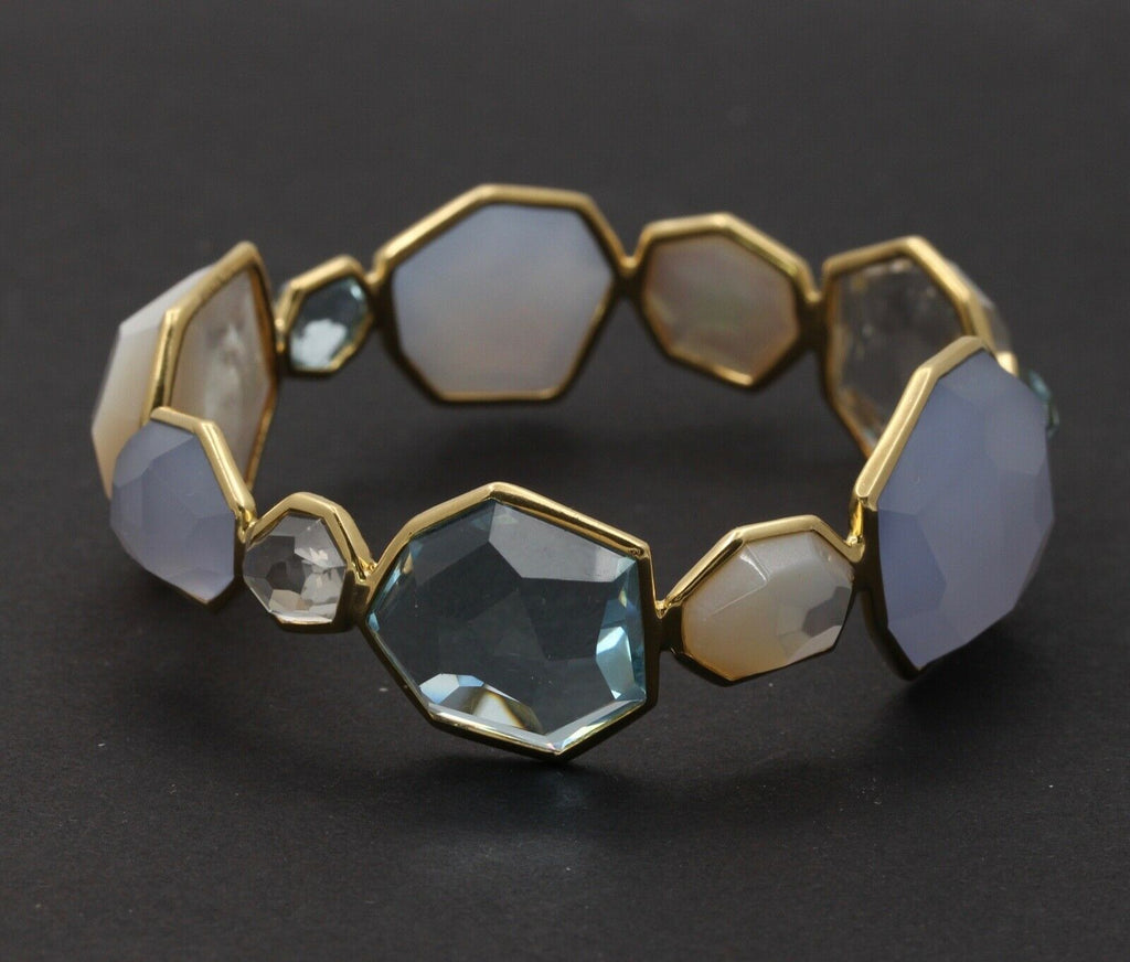 Ippolita 18K Rock Candy Collection Chalcedony, Blue Topaz,Mother of Pearl Bangle