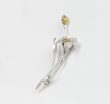 Load image into Gallery viewer, Vintage Elegant Flower 18K White Gold White and Yellow Diamonds Brooch Pin
