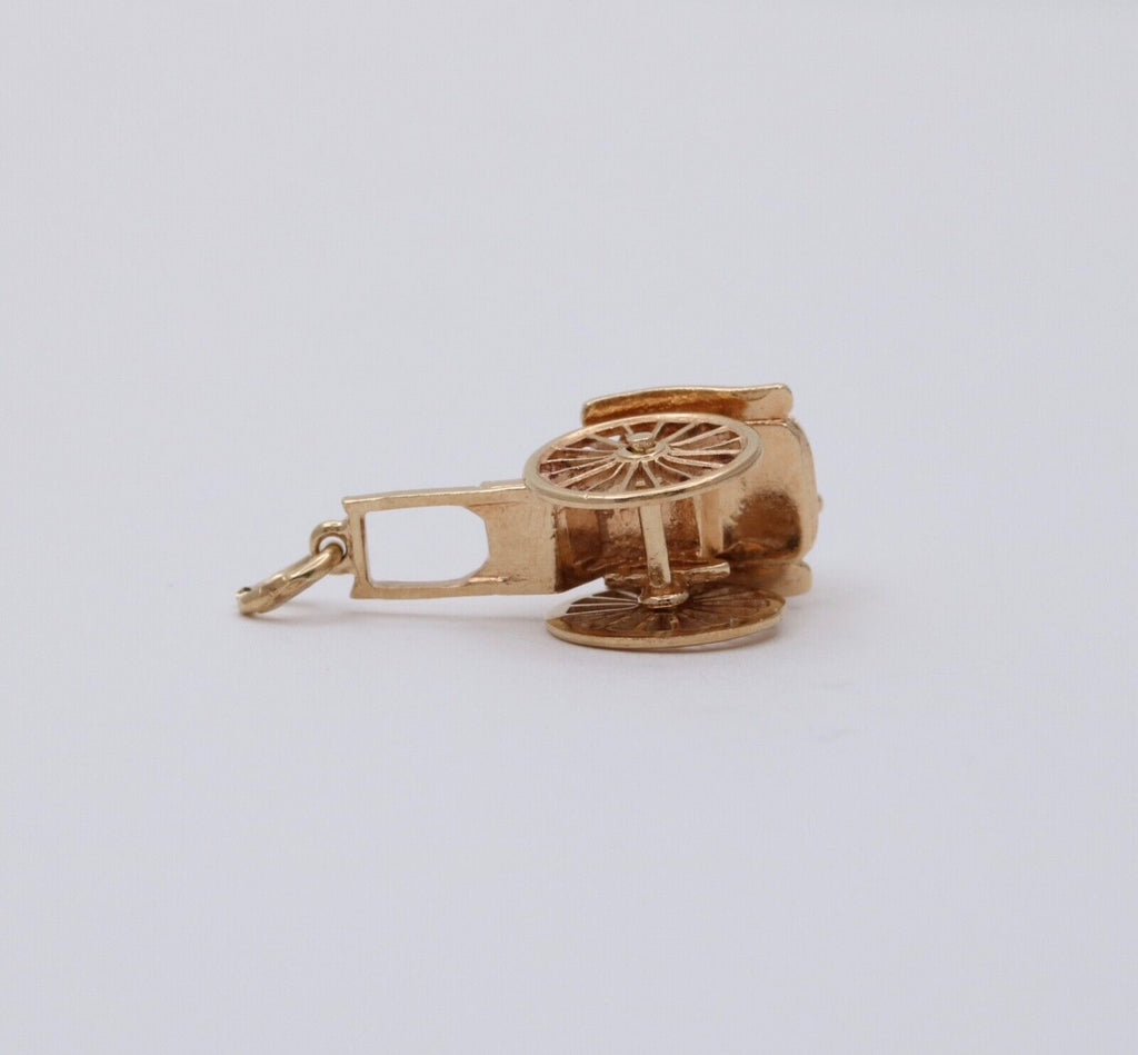 Vintage 14K Yellow Gold Chinese Rickshaw Charm Pendant