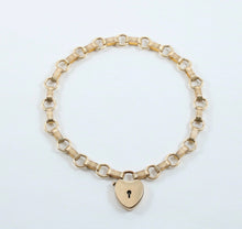 Load image into Gallery viewer, Antique 12K Yellow Gold Heart Padlock Bracelet
