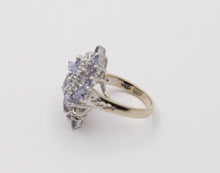 Load image into Gallery viewer, Vintage Tanzanite Diamonds 14K White Gold Pinwheel Cluster Ring
