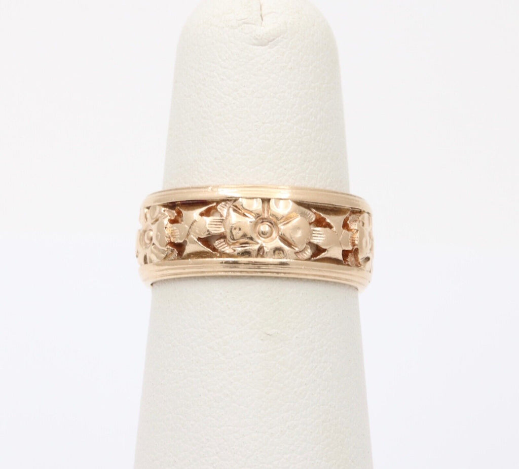 Art Deco Orange Blossom 14K Yellow Gold Wedding Band