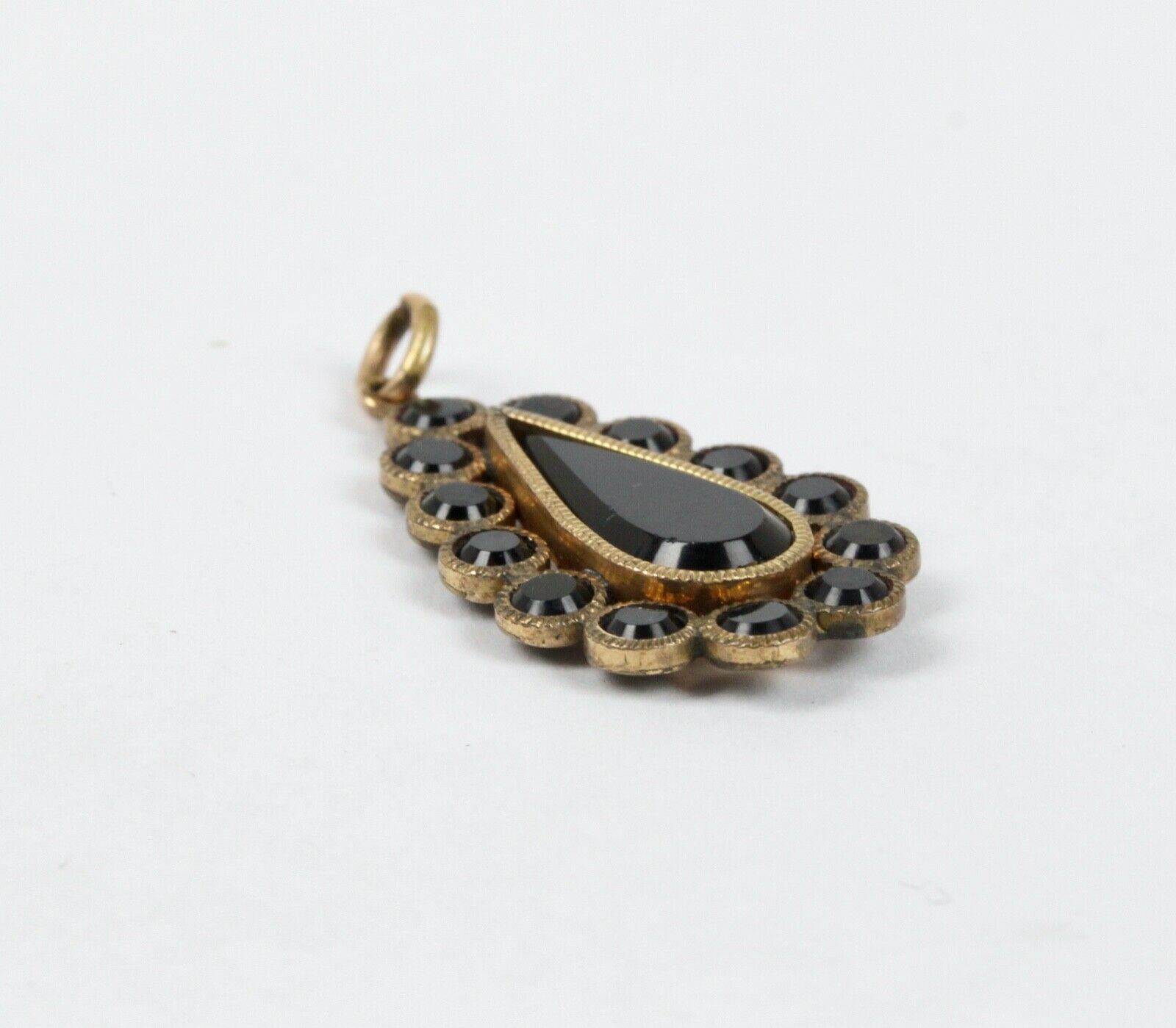 Victorian Teardrop Pendant Onyx Gold Filled